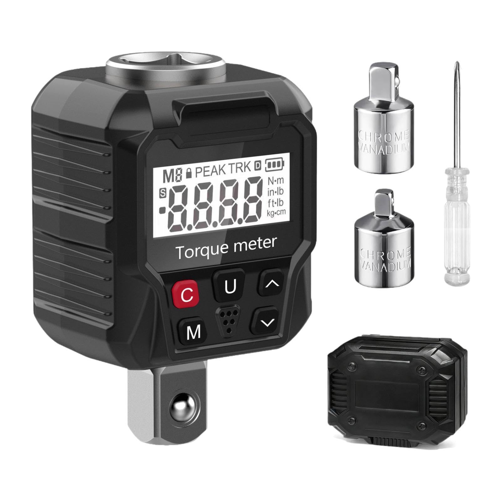 Amagogo Adattatore per Misuratore di Coppia Digitale con Display E Adattatori Versatili Da 1/4" E 3/8" per La Manutenzione Dei Veicoli.
