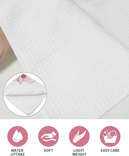 Miniatura 5 de Juego de 2 toallas de cocina de tejido de punto gofre de algodón, animales de cerdo rosa de 16 x 24 pulgadas, absorbentes, de secado rápido, para