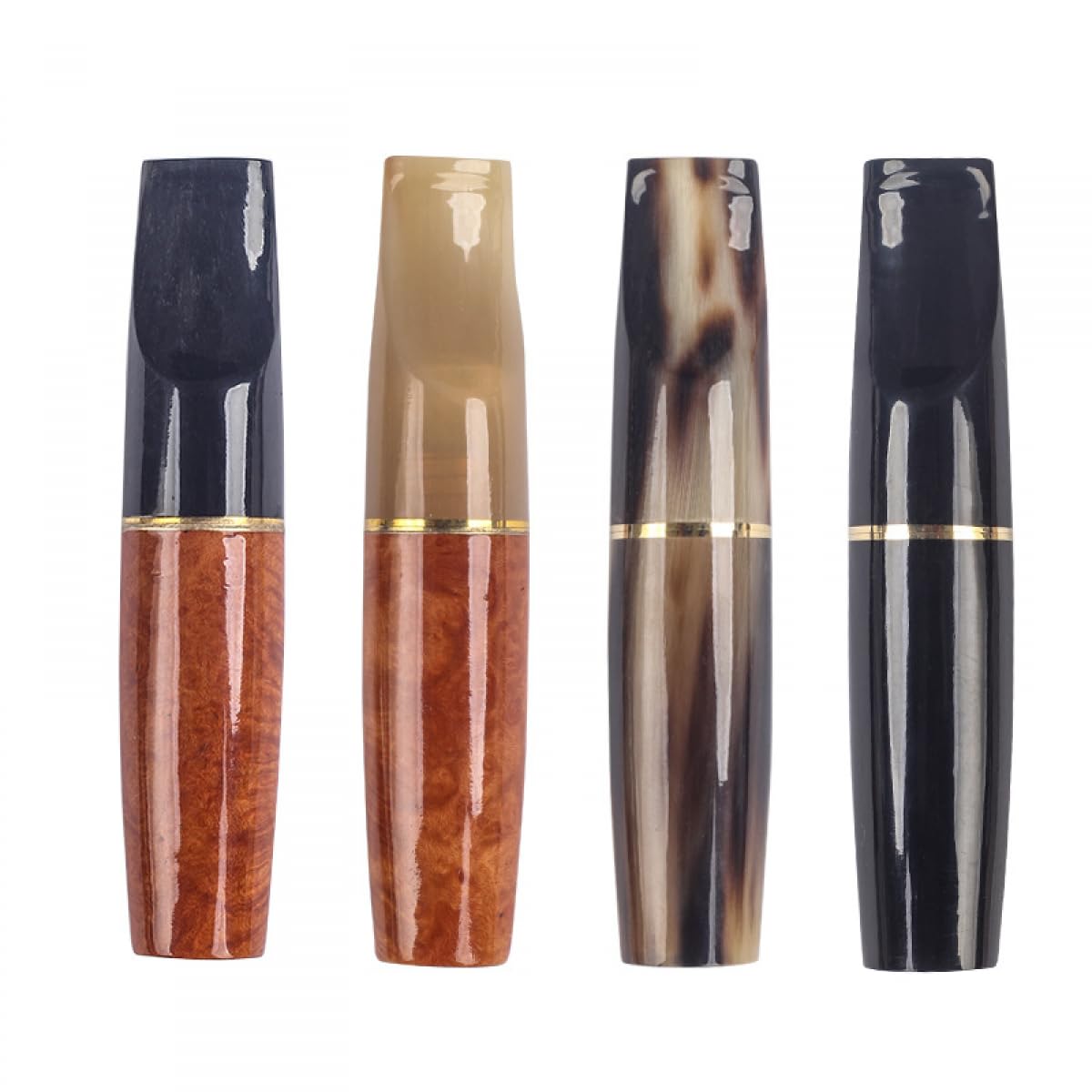 Bocchino per sigarette da uomo - Supporto in radica e corno - 9 mm - Filtro a carboni attivi(D)