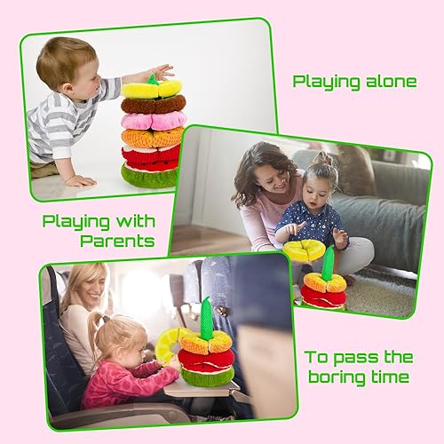 Miniatura 6 de beetoy Juguetes apilables para bebés, actividades de aprendizaje preescolar para niños pequeños para aprender frutas, juguetes sensoriales de frutas