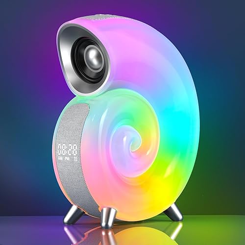 Reloj despertador con altavoz Bluetooth, luz nocturna LED RGB, lámpara de altavoz Bluetooth con control por aplicación, reloj despertador de