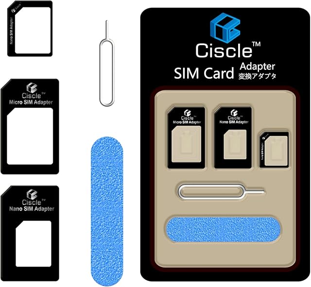 Ciscle 5 in 1 Nano SIM Card Adapter Converter Kit to Micro/Standard with Polish Chip and Eject Needle(Black)