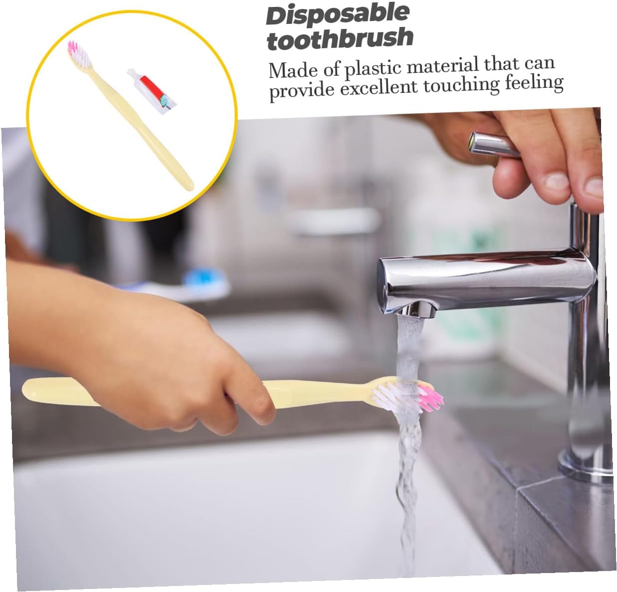 100pcs Disposable Travel Hotel Toothbrush Set with Small Toothpaste Tube, Manual Individual Toothbrushes in OPP Packaging for Oral Care on The