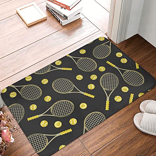 Area Rugs For Living-Room, Funny Tennis Racquets And Tennis Balls Printed Bedroom Carpets Non-Slip Floor Mat, Office 24X16 Inch Rugs #TOP4