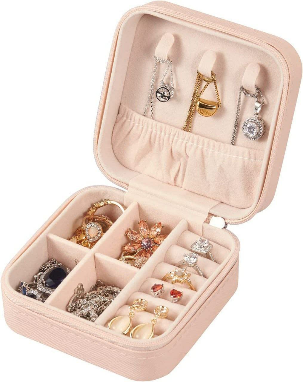 Home Stuffs Pu Leather Small Jewelry Box, Travel Portable Jewelry Case For Ring, Pendant, Earring, Necklace, Bracelet Organizer Storage Holder Boxes (MULTI)