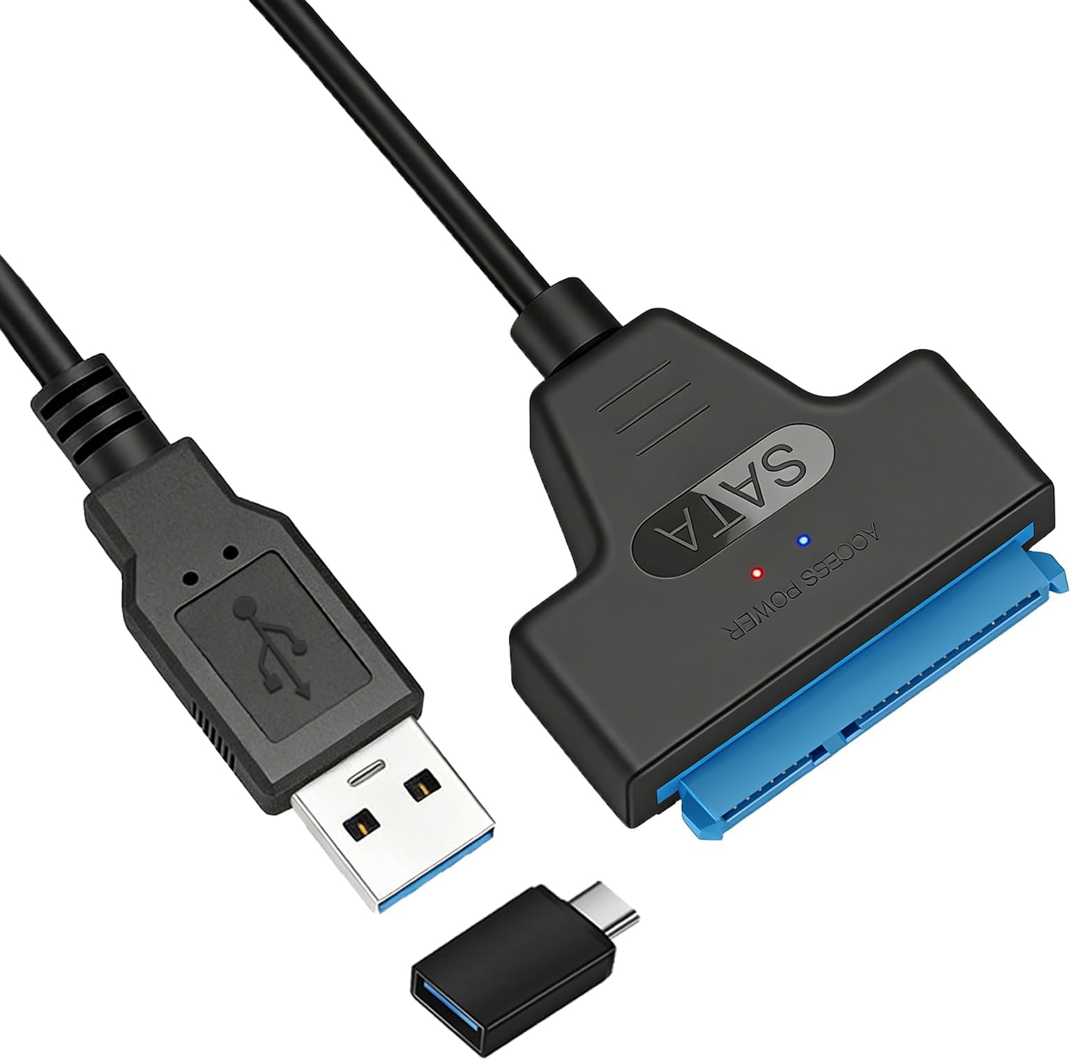 SATA to USB 3.0 Adapter Cable for 2.5 inch Hard Drive HDD/SSD Data Transfer,2in1 Sata Cable Type-C/Type-A External Hard Drive Converter