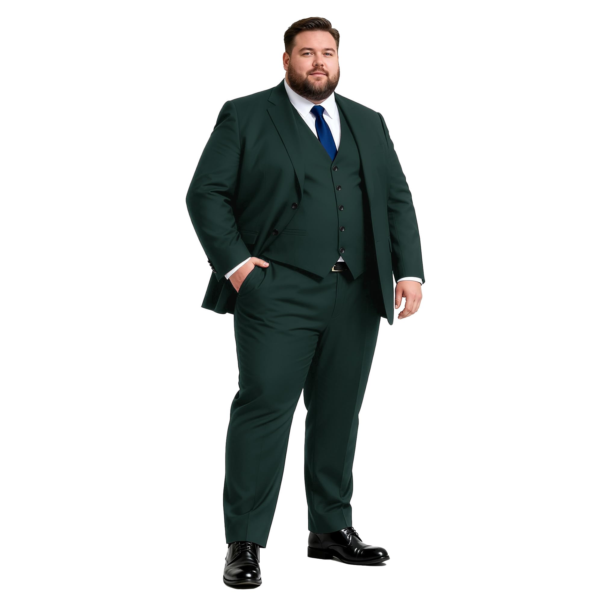 Photo 1 of GATMSTZ 3 Piece Suits for Men Big and Tall Regular Fit Blazer Men Tuxedo Suit Set Classic Fit Jacket Vest Pants (Dark Green,54R)
