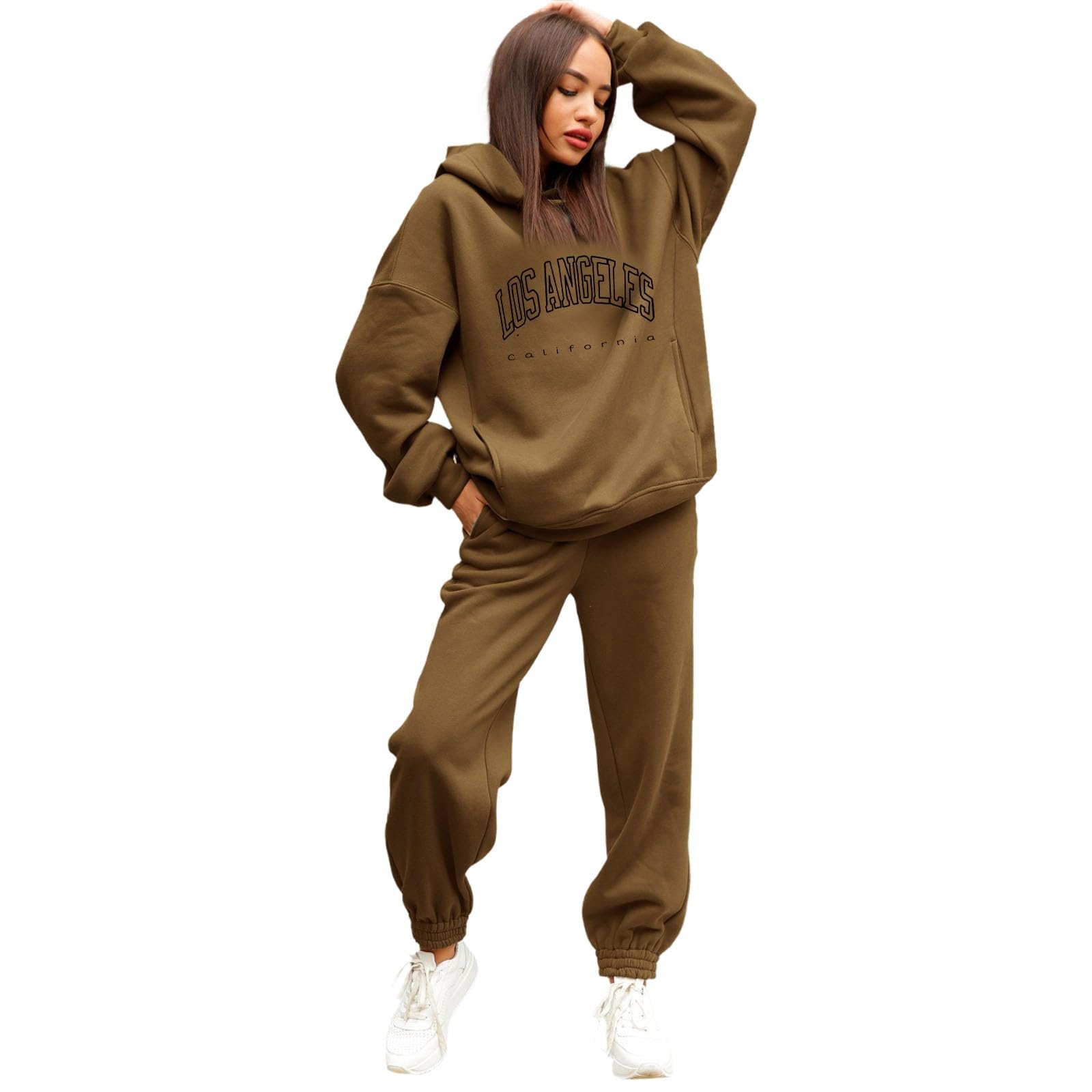 Survêtement Femme Confortable 2 Pièces - Hoodie Et Pantalon Ample En Coton Pour Le Sport, Le Lounge Ou La Maison