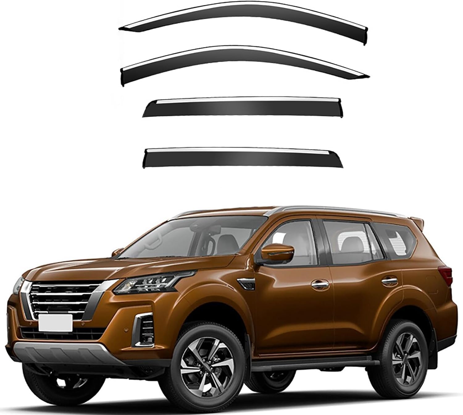 FengXH Window Deflectors for Nissan Terra MK1-D23 2018+ - 4pc Smoke Tint, Waterproof, Noise Reducing.