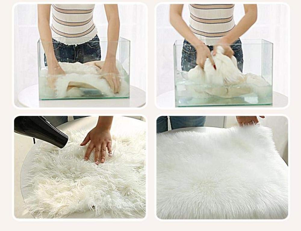 WEIDD Peau de Mouton synthétique,Cozy Sensation comme véritable Laine Tapis en Fourrure synthétique, Man-Made Luxe Laine Tapis de Canapé Coussin ，Pointe Grise sur Blanc 90x150cm en Forme