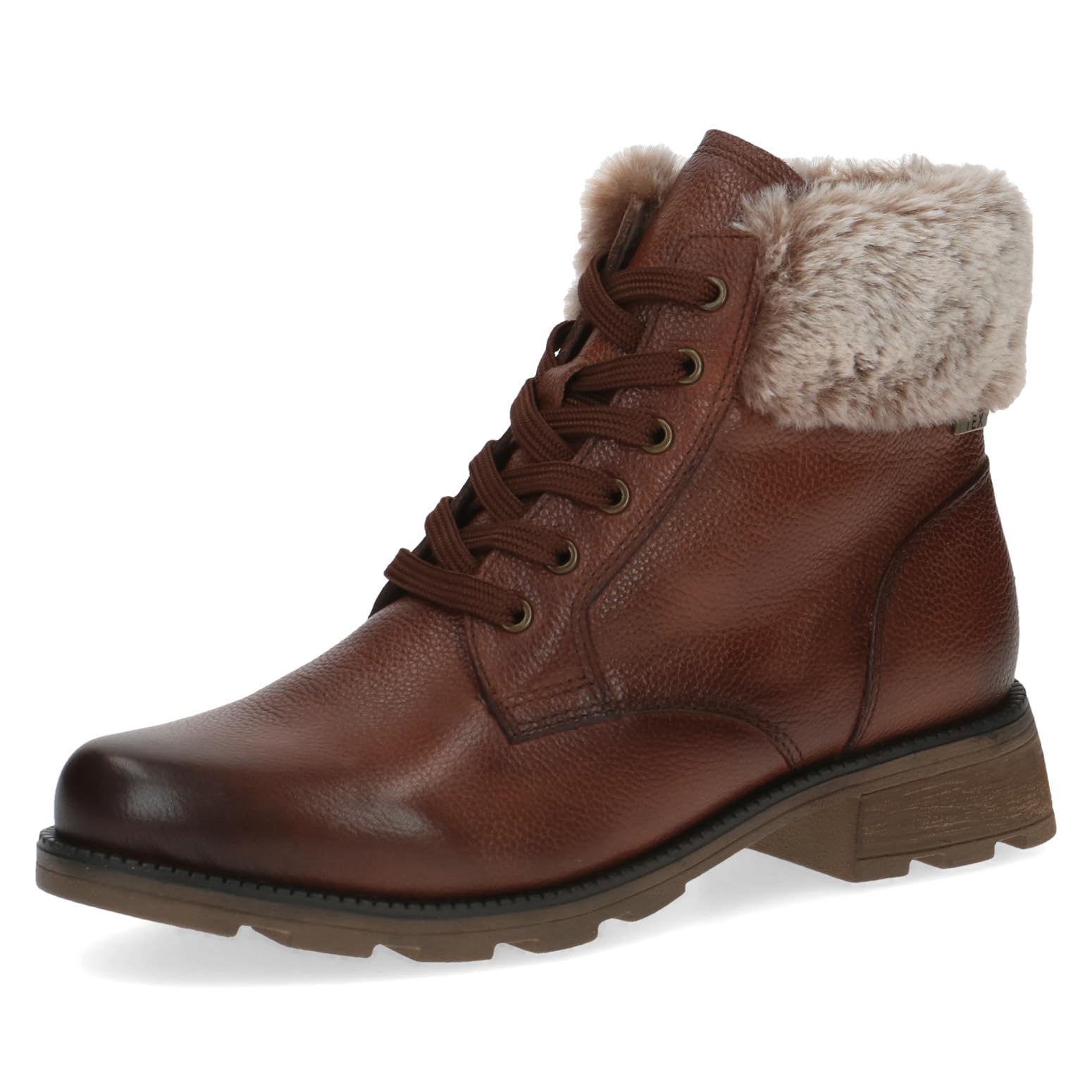 Caprice Women's ankle boots lace-up with block heel Lined, Brown (Cognac Nappa), 4.5 UK