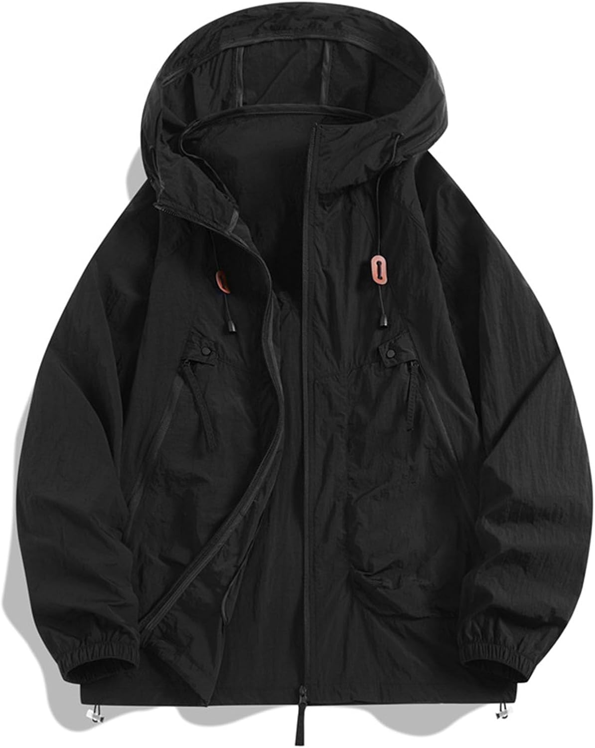 Ymosrh Men's Lightweight Jackets, Hooded Windbreaker Jacket Outdoor Casual Full Zip Rain Coat with Pockets, M-3XL