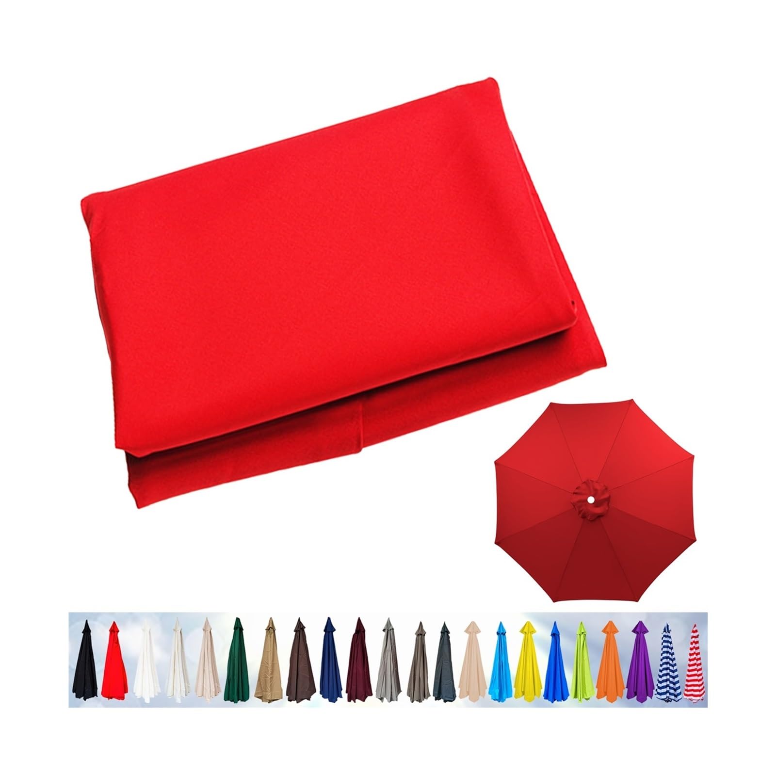 Replacement Parasol Canopy, Garden Umbrella Cover 6/8 Arms, Patio Replacement Cover for 2m/2.3m/2.5m/2.7m/2.8m/3m/3.5m(Red,6ribs:250cm) — image 1