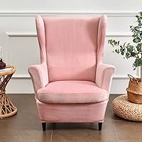 Vista 22 de MIFXIN Juego de 2 fundas para silla de alas, de terciopelo, elásticas, con respaldo de ala, funda de cojín, suave, lavable, protector de muebles Rojo