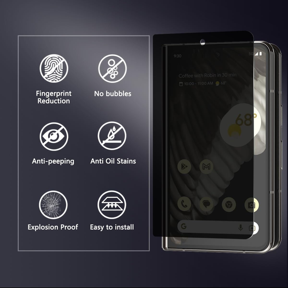 Progettato per Google Pixel Fold, pellicola protettiva in vetro