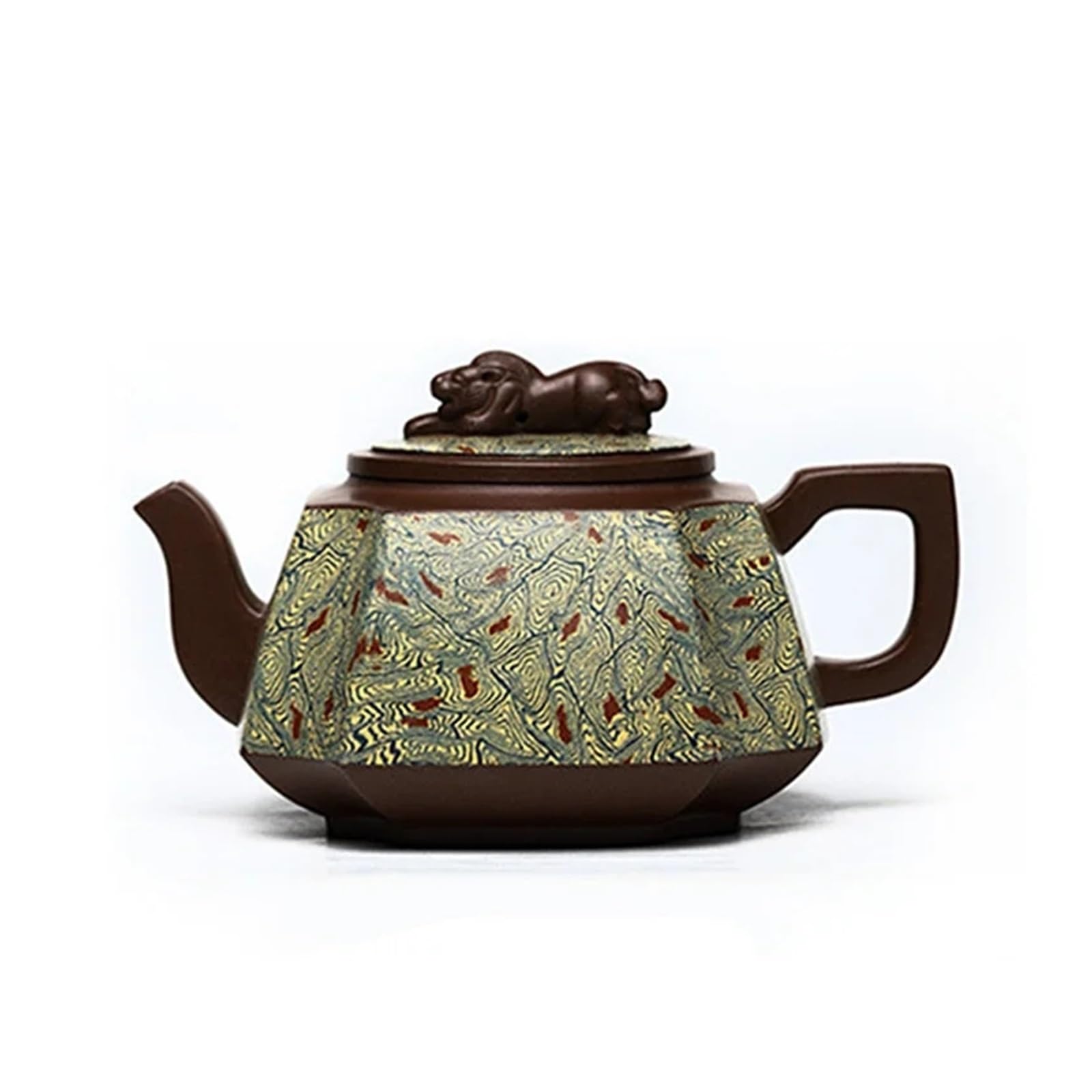Tyuhduyur D Handmade Boutique Teapot Clay Tea Pot Filter Beauty Kettle Authentic Zisha Tea Set 430Ml ( As Shown)