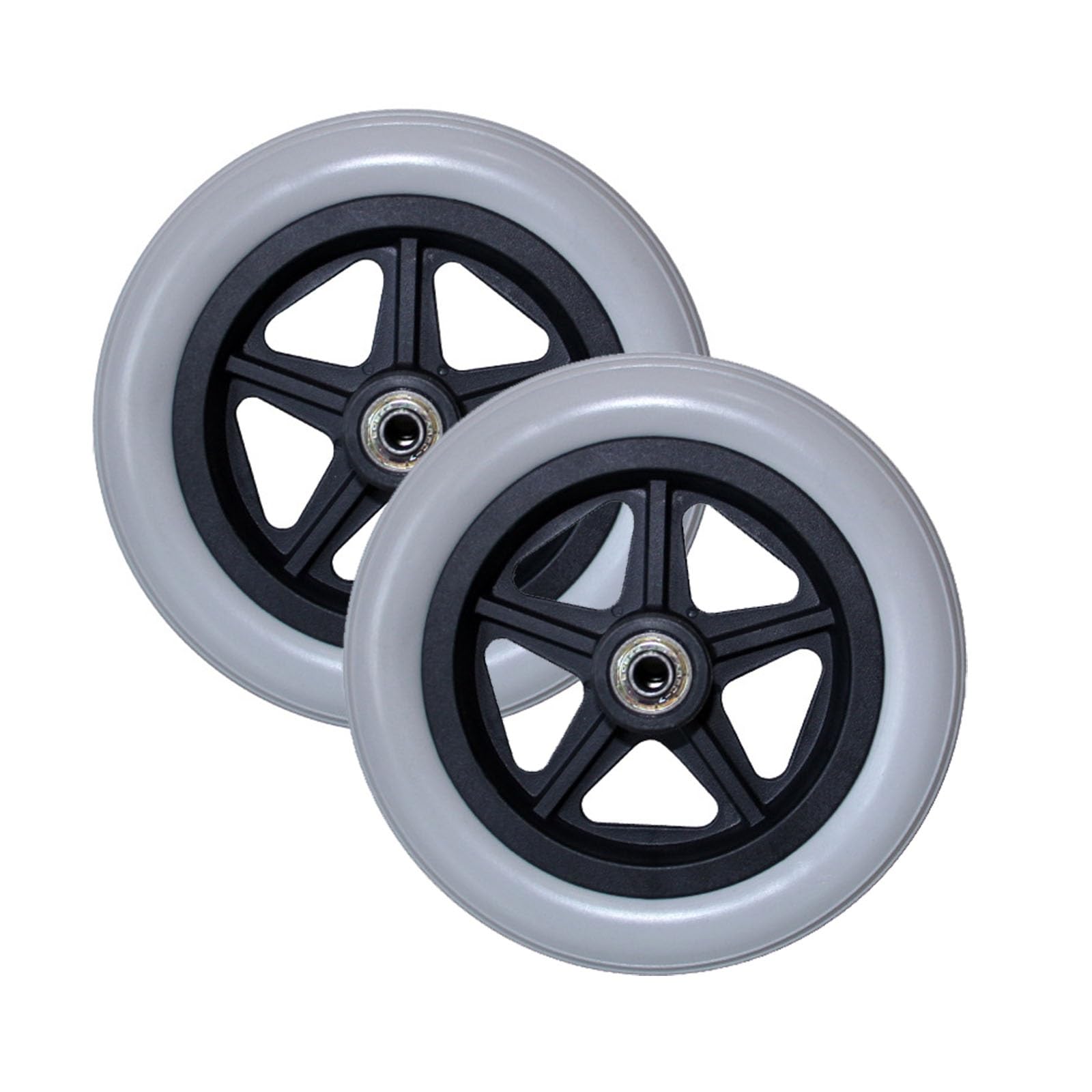 LHX Wheelchair Accessories Front Wheel Walker Universal Wheel Polyurethane Wheel 6-inch/7-inch/8-inch Solid Tire Thickened Wheel Free Inflatable Wheel(Gris,6 inch)