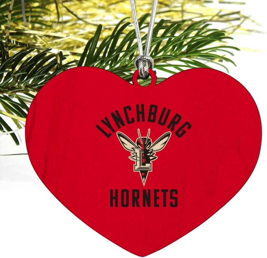 GRAPHICS & MORE University of Lynchburg Hornets Logo Heart Love Wood Christmas Tree Holiday Ornament - Image 2
