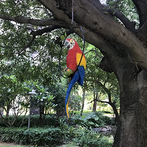 Fafajoy Tropical Parrot Statue Sculpture Tropical Hanging Parrot On Ring Lawn Decor For Nature Lovers Tropical Bird Collectors By Gifts thumb #6