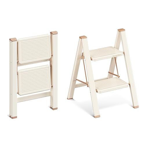 GameGem 2 Step Ladder, 2 Step Stool for Adults, Folding