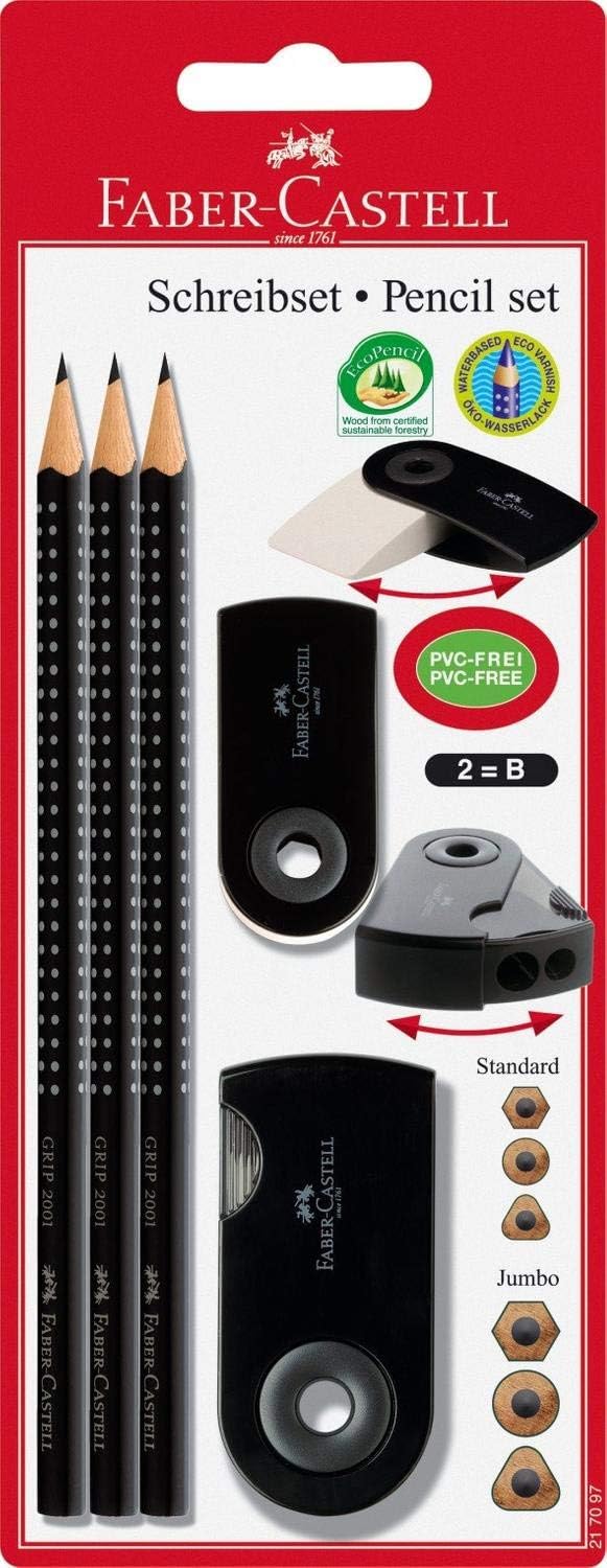 Faber-Castell Bleistift-Set Grip Sparkle - 2 Bleistifte Mit Radierer & Spitzer