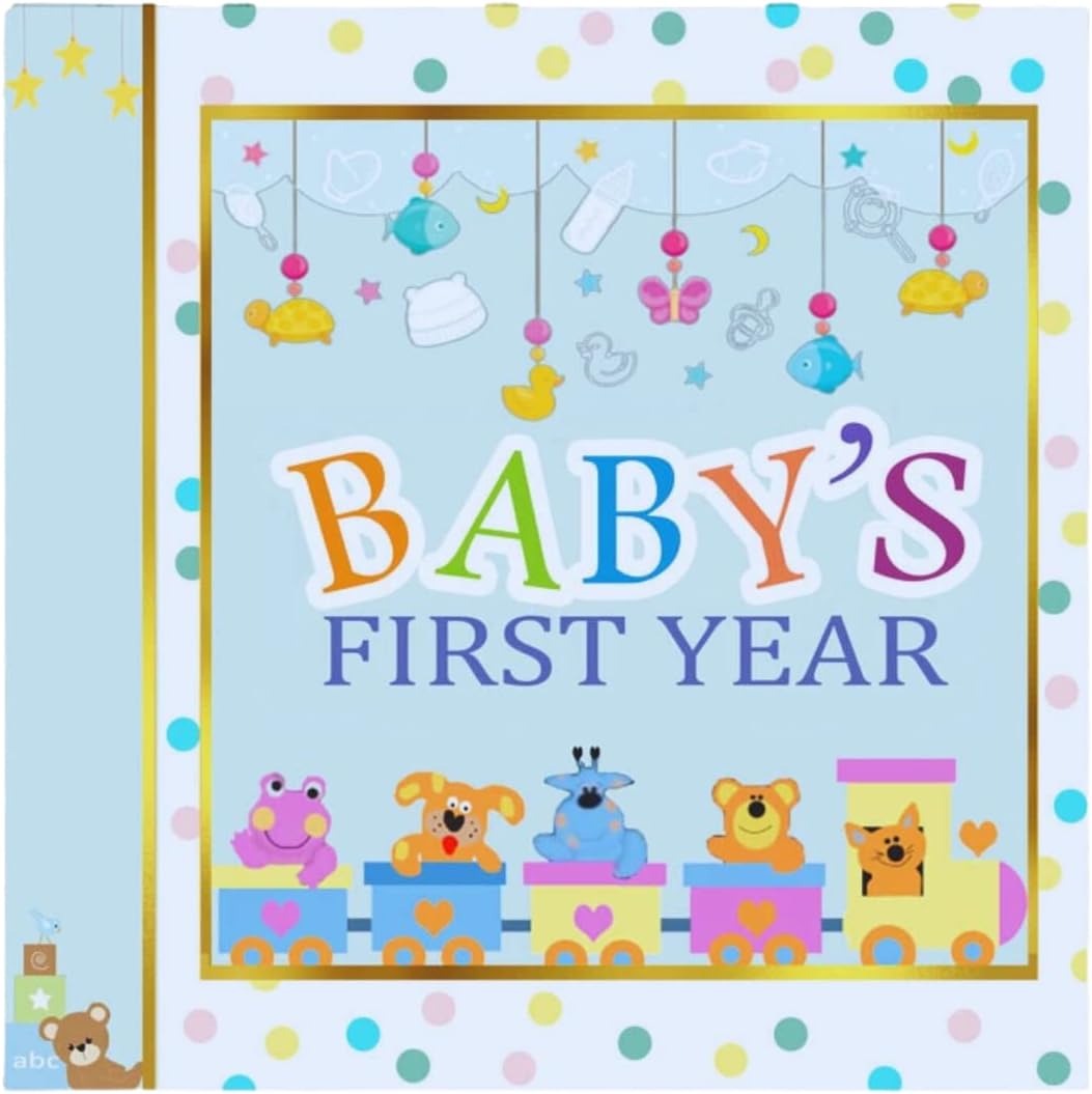 "Baby's First Year" Memory Book Album with Video Page | Gender-Neutral | Beautifully designed Pages for Pregnancy/Birth - 1st Birthday | Timeless Keepsake for Photos, Video & Memorabilia