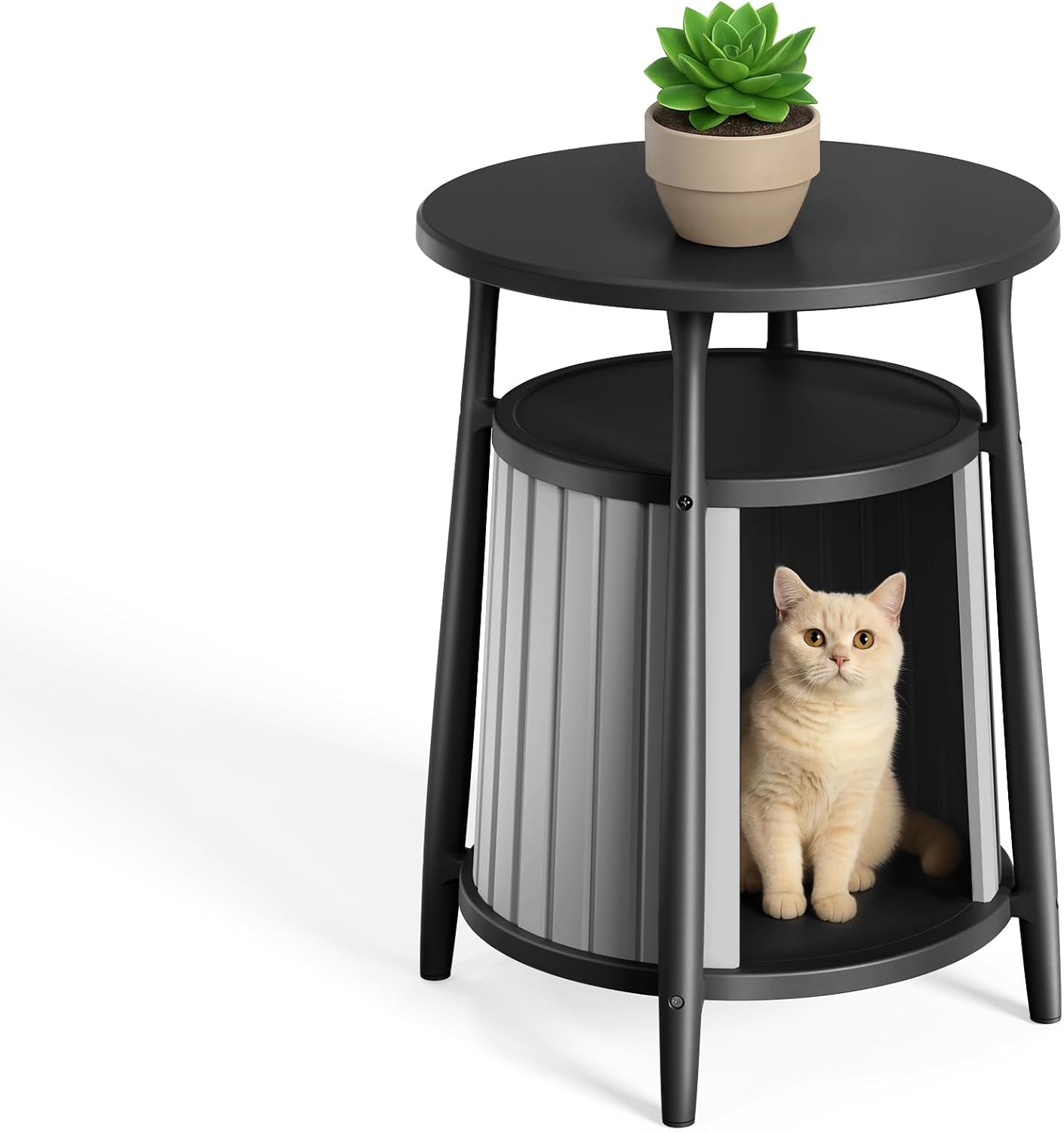 VIXZEN Litter Box Enclosure Premium Resin Cat Litter Box Furniture Hidden Litter Box with Spacious Storage, Easy to Clean PP Material for Indoor/Outdoor Use (Black)