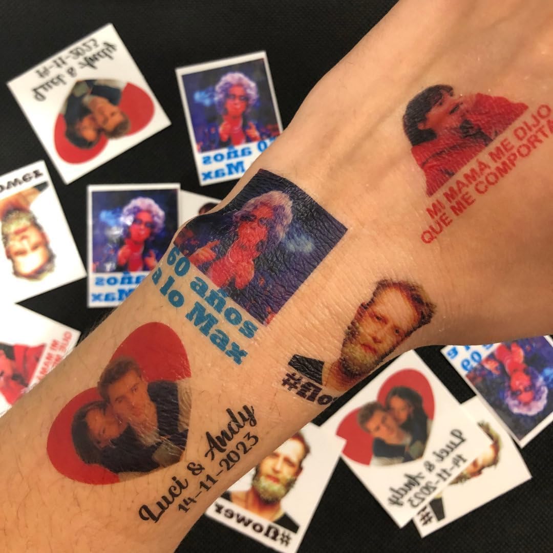 Yatatu - 50 Calcomanías Personalizadas de 4x4 cm con tu Foto - Ideales para Eventos, Bodas, Fiestas y Cumpleaños - Tatuajes temporales — view 10
