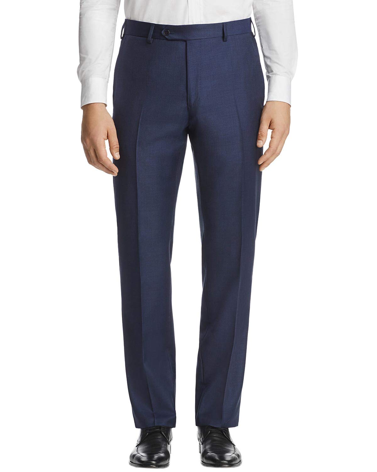 Luigi Bianchi Mens Flat Front Micro Neat Dress Pants 40 Blue Italy
