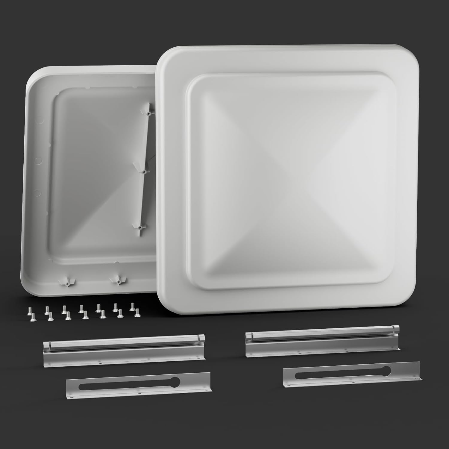 Aluminum RV Vent Cover 14"x14" - Universal Roof Vent Replacement for Trailers, Campers, Motorhomes - Durable White Skylight Lid (2-Packs)