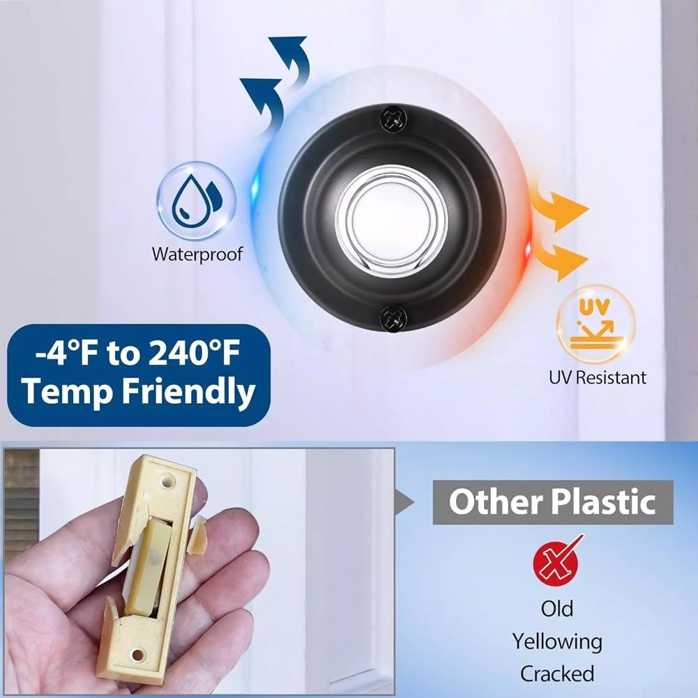 Ronde metalen deurbel drukknop, bedrade verlichte led-deurbelknop vervanging massief ijzeren deurbel voor huisvoordeur, 6,5 cm Ronde metalen deurbel drukknop, bedrade verlichte led-deurbelknop vervanging massief ijzeren deurbel voor huisvoordeur, 6,5 cm