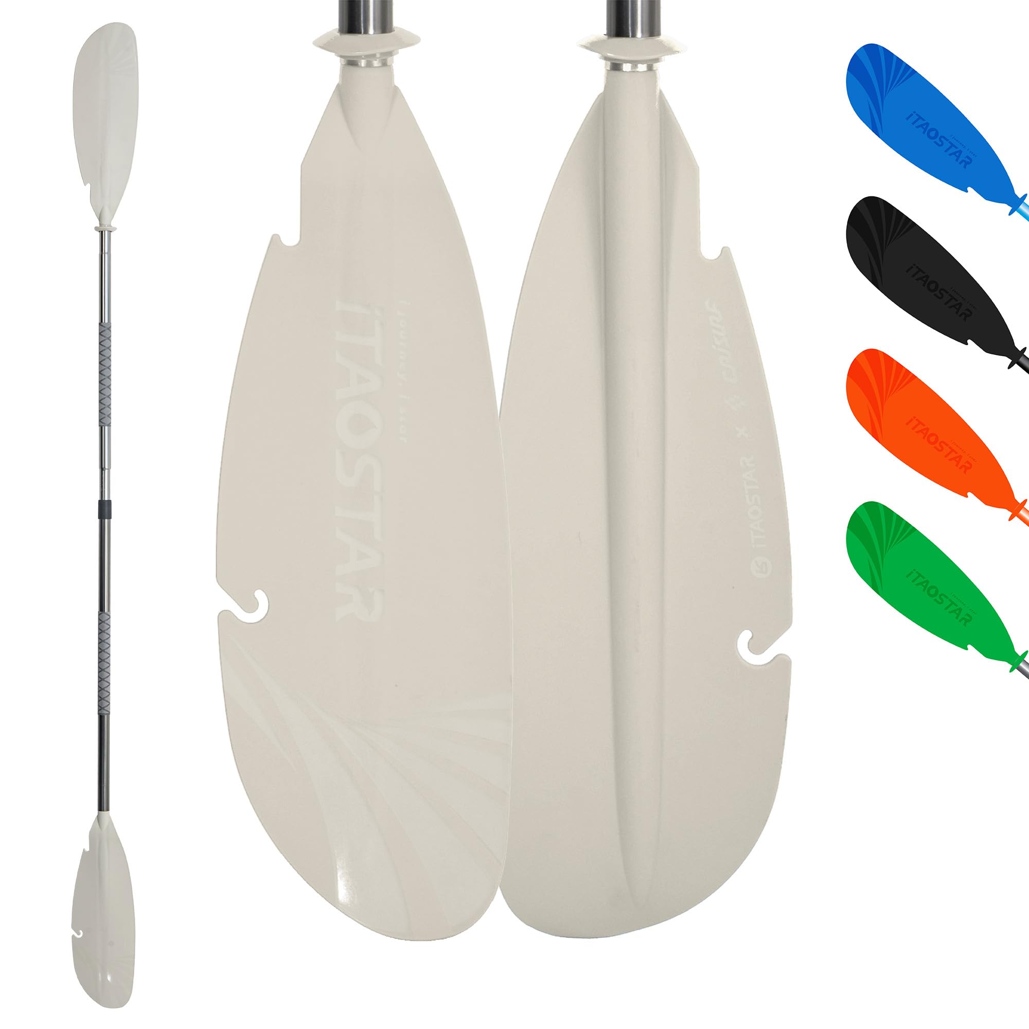 iTAOSTAR Adjustable Kayak Paddle, Aluminum Shaft and PP Blade, Floating Kayaking Oars with Anti-Freeze Grip &amp; Drip Rings, 2-Piece Lightweight Oar for Kayak Canoe Fishing – 225-235 cm (88.6-92.5 in)