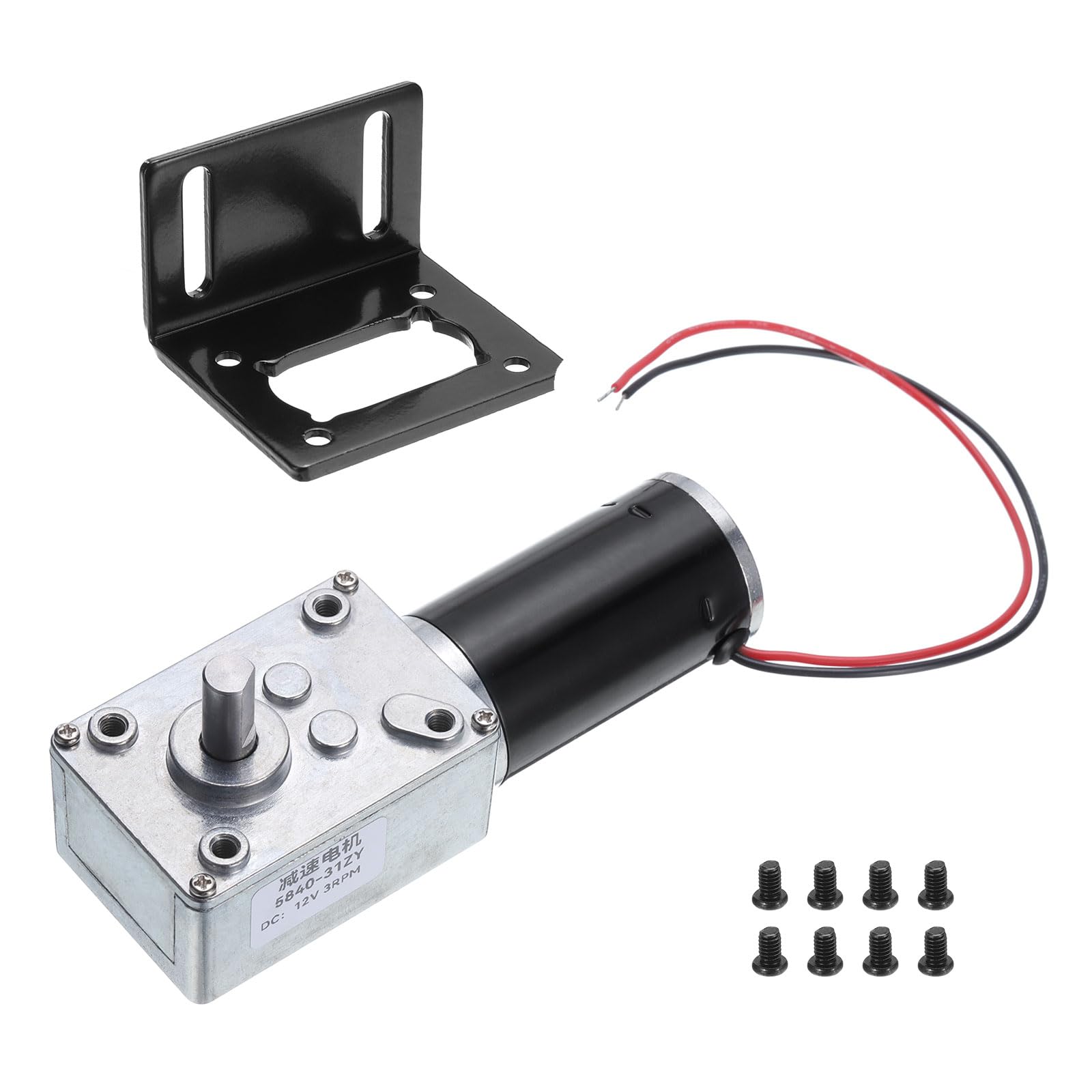 MECCANIXITY DC 12V High Torque Turbine Worm Geared Motor with 8mm Shaft 3RPM Geared Motor with Wire for Electric Fireplace