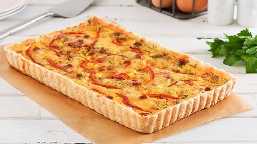 Miniatura 5 de Moldes rectangulares para tartas de quiche de flan con parte inferior extraíble de liberación acanalada, 12.8 x 8.5 pulgadas