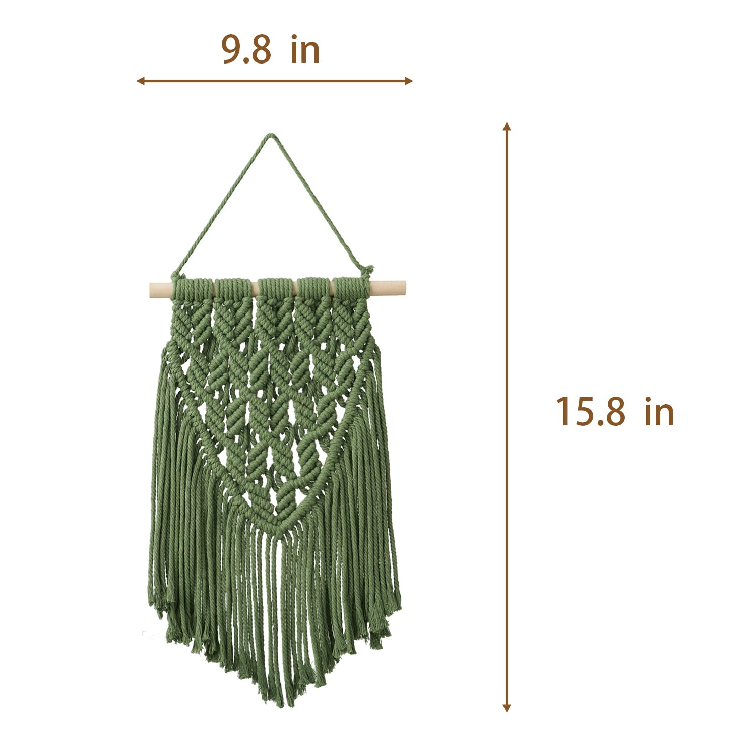 Nashibowu Small Macrame Wall Hanging Decor Boho Tapestry for Bedroom Living Room Dorm Nursery and Office, Cute Aesthetic Wall Art for Small Spaces for Teen Girls and Home Decor (Green, 16 * 10 Inch)