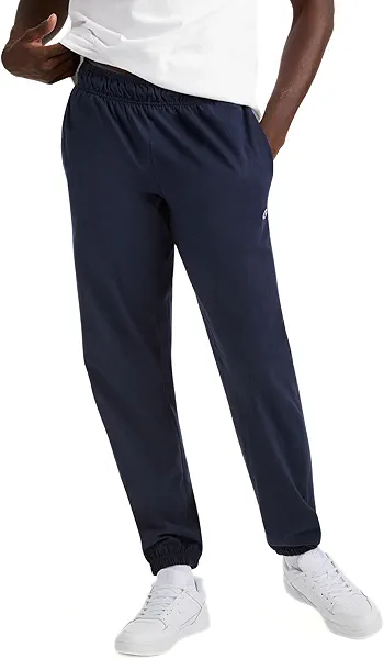 Champion Men's Everyday Fitted Ankle Cotton Pants, 31.5" Inseam, Cotton Knit Pants Left Hip "C" Logo, Cotton Warm-Up Pants