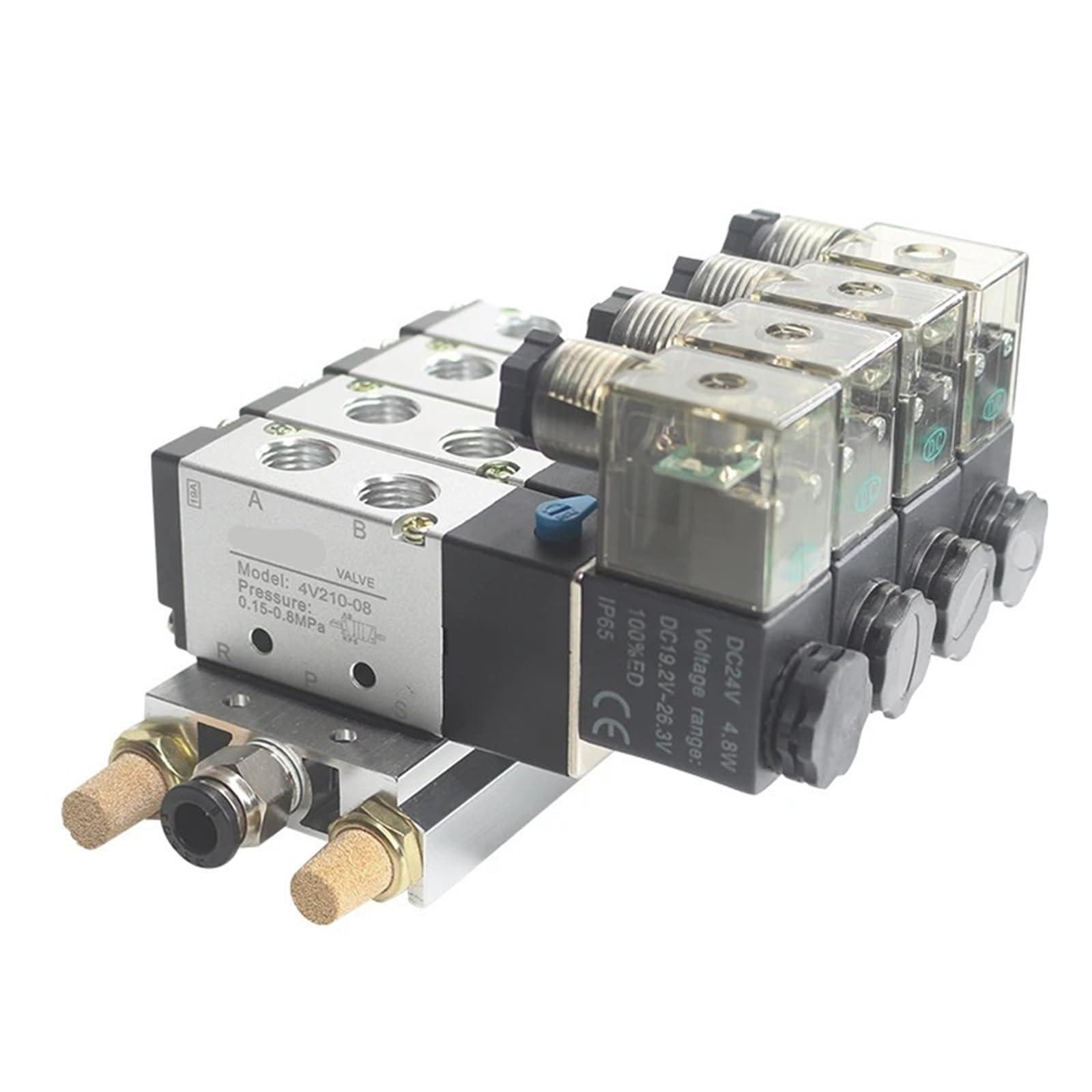 4v210-08 válvula neumática de colector 5/2 grupo de válvulas solenoides isla de válvulas válvula inversora de cilindro distribuidor neumático(5 combinations,AC110V 6mm tube)