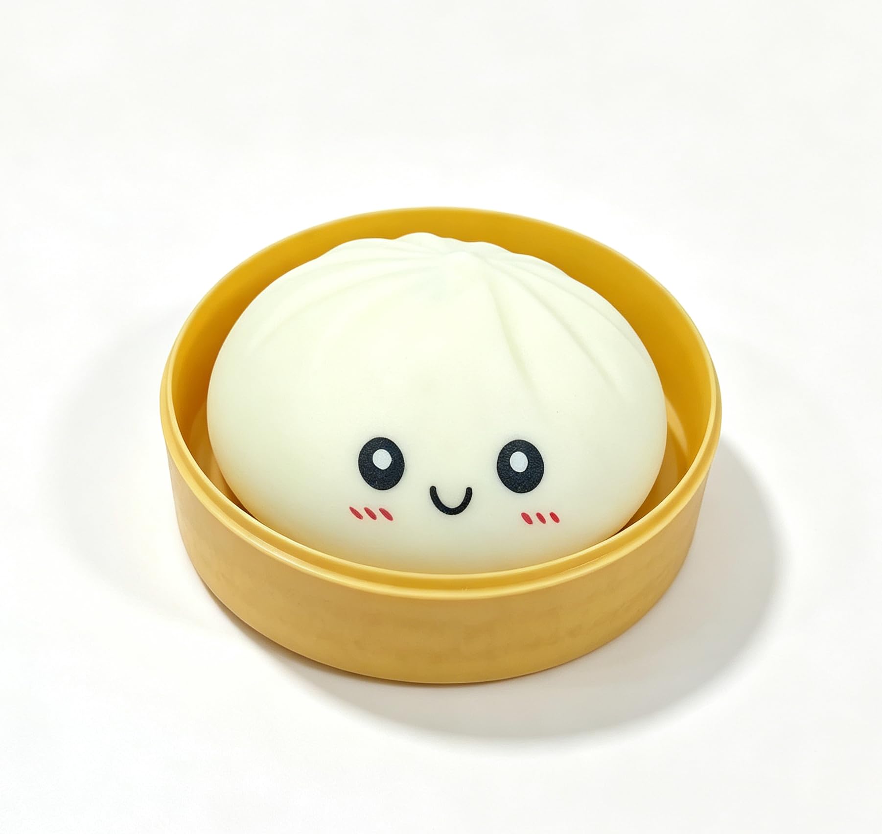 Dumpling Squishy Stress Ball Toy in Steamer Basket (Milky White)