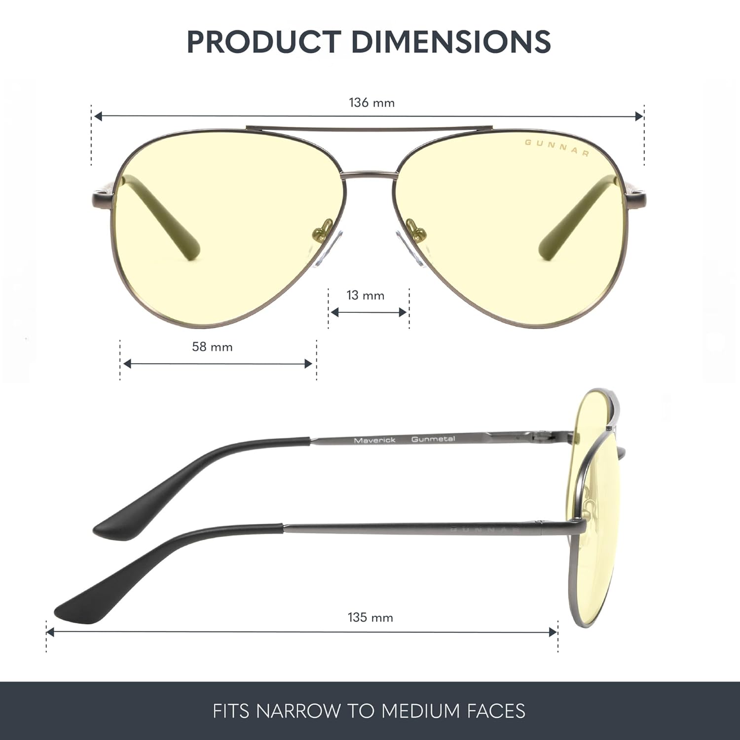 GUNNAR - Premium Gaming and Computer Glasses - Blocks 65% Blue Light - Maverick, Gunmetal, Amber Tint