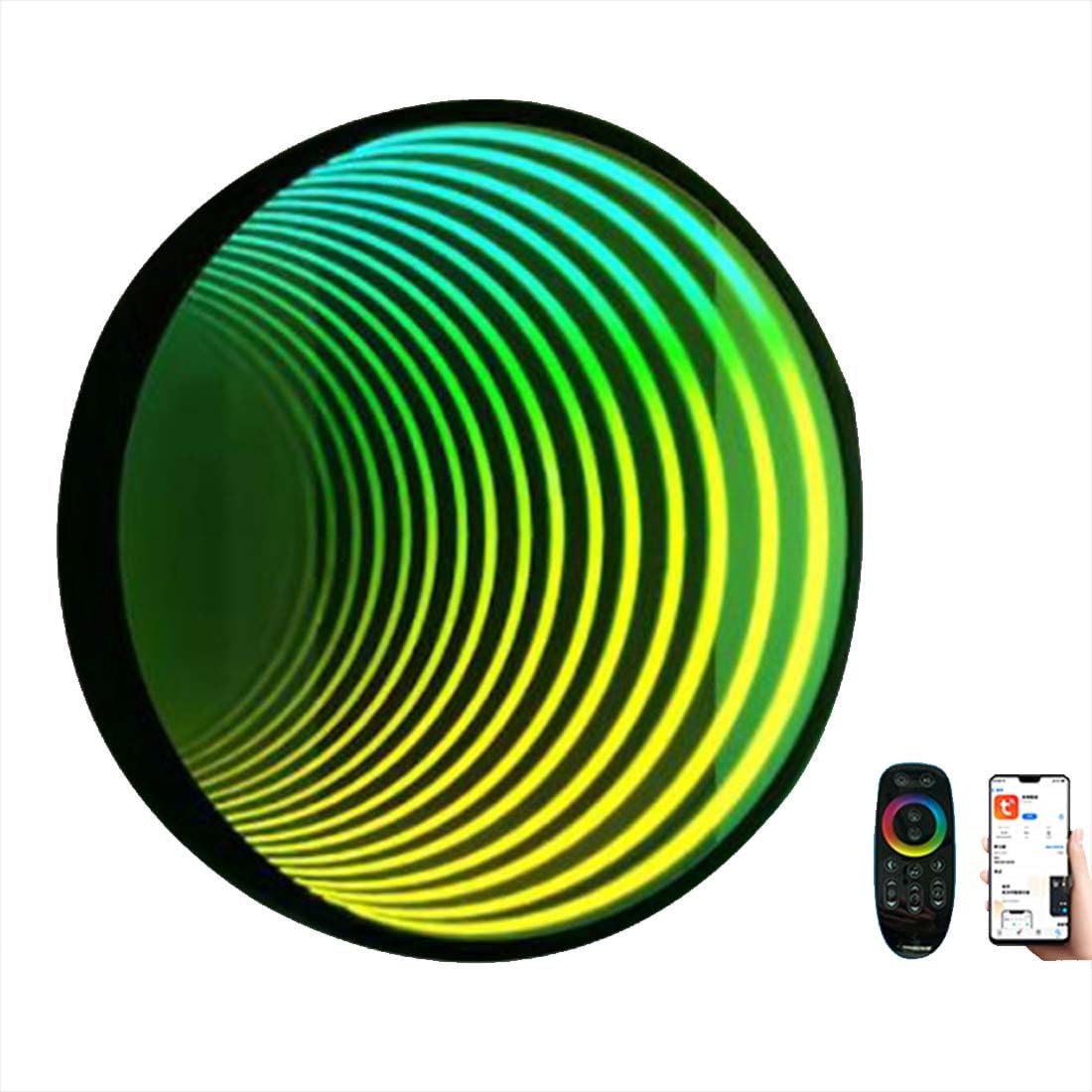 LED-Infinity-Spiegel, 3D-Illusionslicht mit Fernbedienung, RGB-Farbwechsel-Wanddekoration, LED-Tunnel-Licht für Zimmer, 30 cm