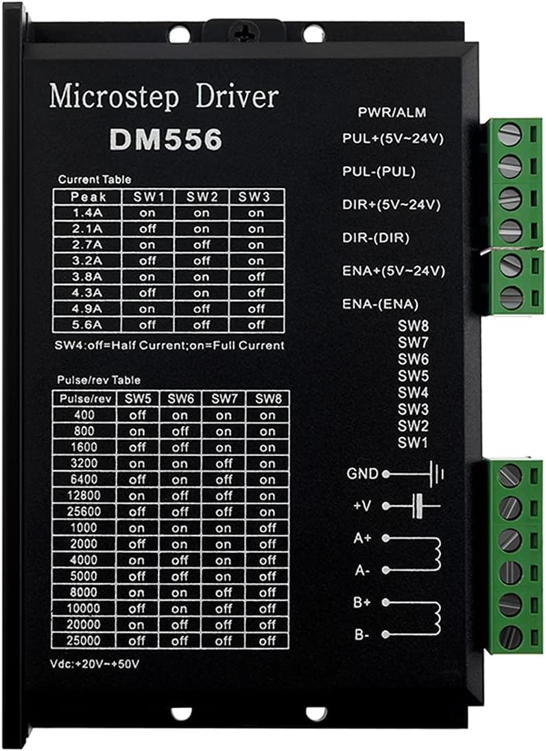 REES52 CNC Digital Stepper Driver DM556 Stepper Motor Controller 2-phase Stepper Motor Driver 20-50V DC Max 5.6A 128 subdivision For Nema 23, 24 and Nema 34 stepper motor (B0CKPV3B4Y) Amazon Price History, Amazon Price Tracker