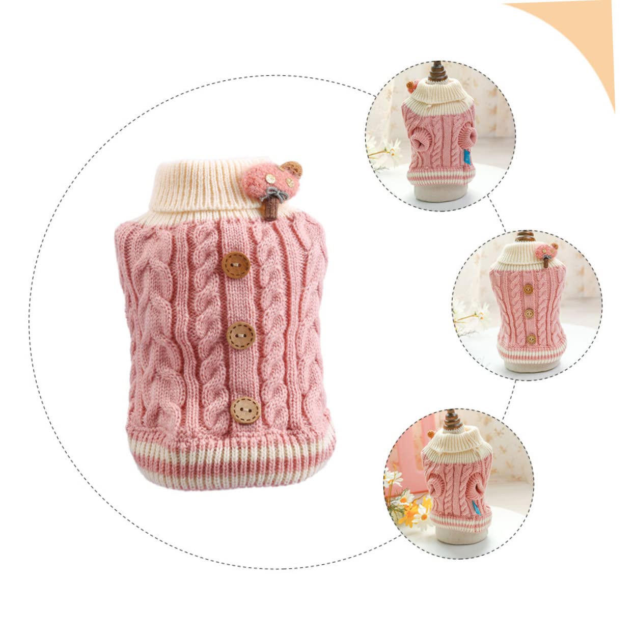BESPORTBLE 4 Pièces Gilet en Coton pour Chiot Chandail de Chiot vêtements de Chien pour Petits Chiens Fille Tenue d'hiver pour Animal de Compagnie Pull en Laine pour Chat Tenue Automne Hiver
