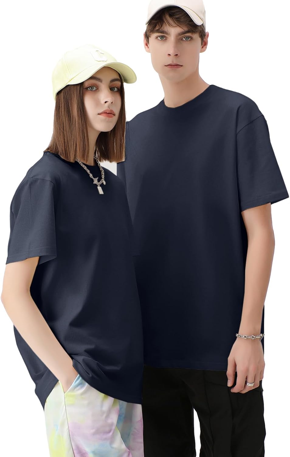 KEEPSHOWING Men's Cotton T-Shirts Oversized Unisex Short Sleeve Crew Neck Loose Basic Tops Solid Athletic Tee - Image 4