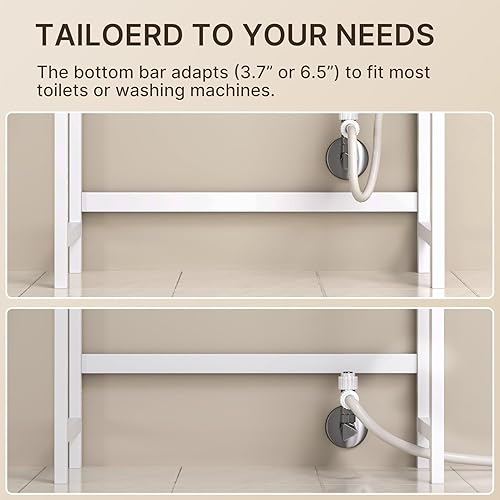 Miniatura 7 de Gizoon 3 Tier Over The Toilet Storage Cabinet, Bamboo Bathroom Over Toilet Storage with Adjustable Shelves，Space-Saving Freestanding Shelves,