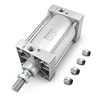 Vista 1 de Baomain Cilindro neumático de aire SC 125 x 100, puerto PT 1/2, orificio de 4.92 pulgadas, carrera de 3.94 pulgadas, varilla simple de doble efecto