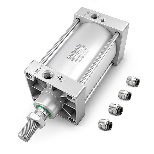 Baomain Cilindro neumático de aire SC 125 x 100, puerto PT 1/2, orificio de 4.92 pulgadas, carrera de 3.94 pulgadas, varilla simple de doble efecto,