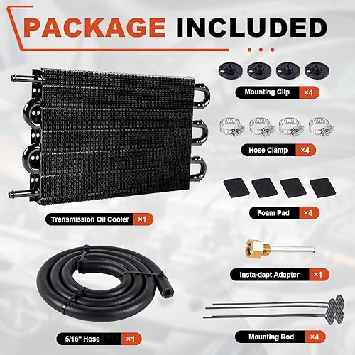 Vista 47 de BARTOO Kit universal de enfriador de aceite de transmisión de 5/16 pulgadas, kit de enfriador de aceite de aleta y tubo de 6 pasos de aleación