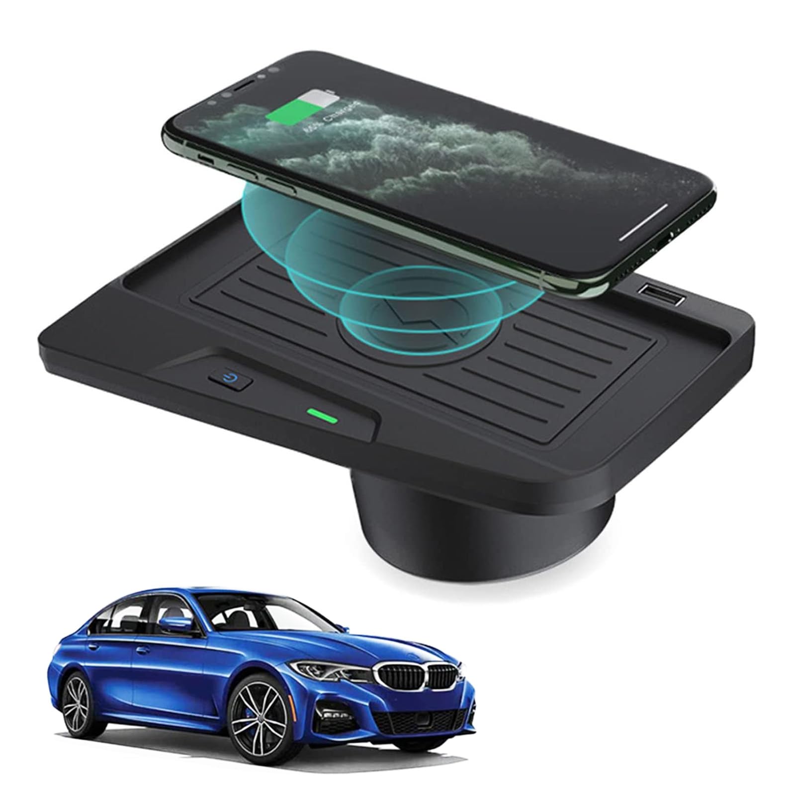 Bezprzewodowa ładowarka Samochodowa dla BMW 3 Series/4 Series (2018-2020), Podkładka Do Szybkiego ładowania Telefonu O Mocy 15W dla Dowolnego Telefonu Komórkowego Obsługującego Qi