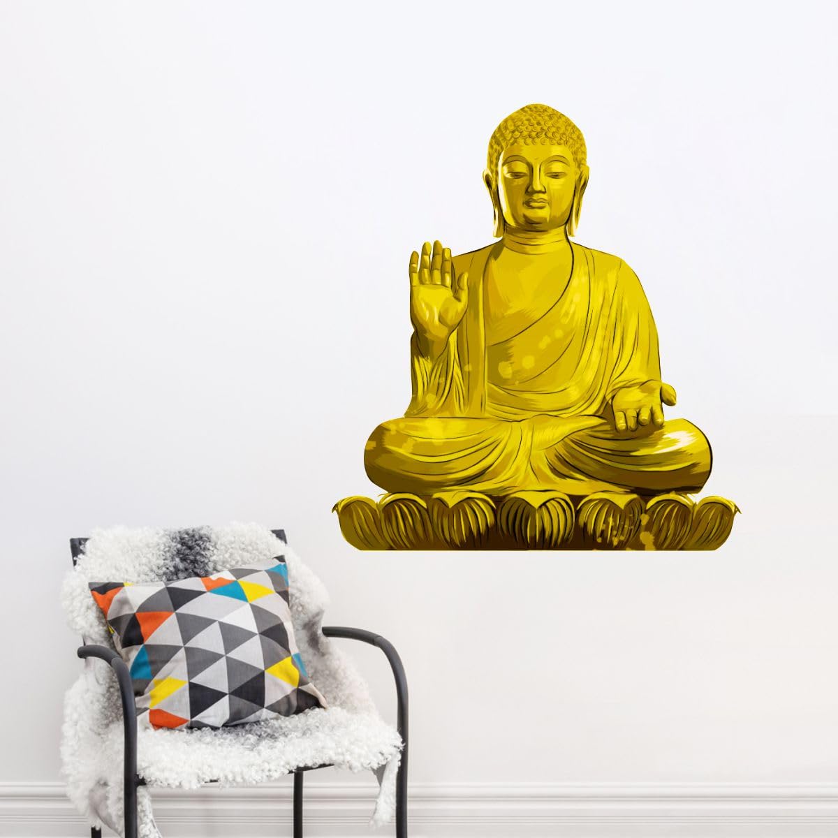 Sticker Studio Lord Buddha PVC Vinyl,Wall Sticker for Home Decor - Ideal for Living Room, Bedroom, Hall, Kids Room, Play Room (Size -45 cm x 45 cm) (Golden Buddha (58 Cm X 53 Cm))