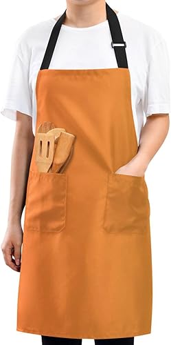 Miniatura 8 de Delantal de chef naranja degradado para hombre, delantal de chef impermeable, delantal de zapatero de dos bolsillos, delantales para estilista